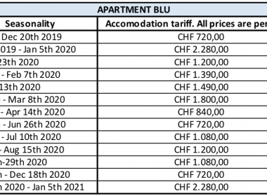 Apartment BLU - Accomodation tariff